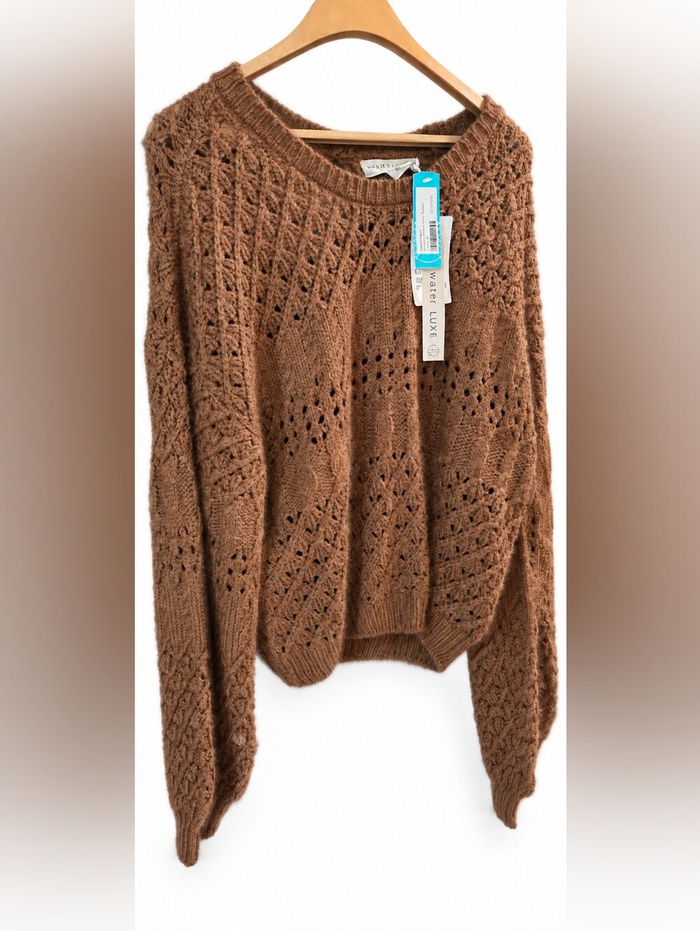 Saltwater Luxe Sienna Pointelle Balloon-Sleeve Sweater Size XL NWT